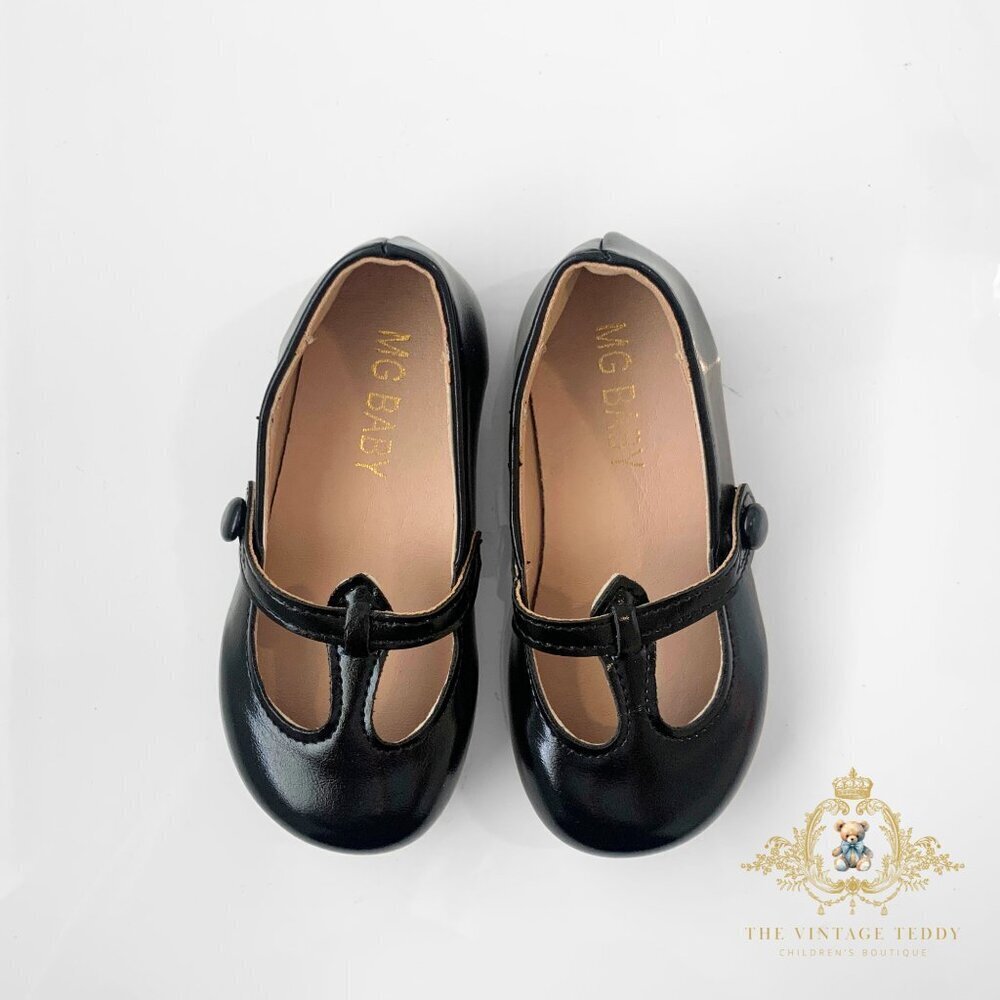 NWT Pretty Girls Mary Jane Flats Vintage Style Cute Children's Shoes Black 2.5